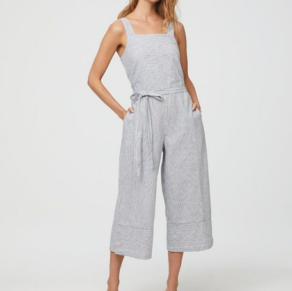 beachlunchlounge Pants - Beachlunchlounge XS Linen Jumpsuit Blue Stripe